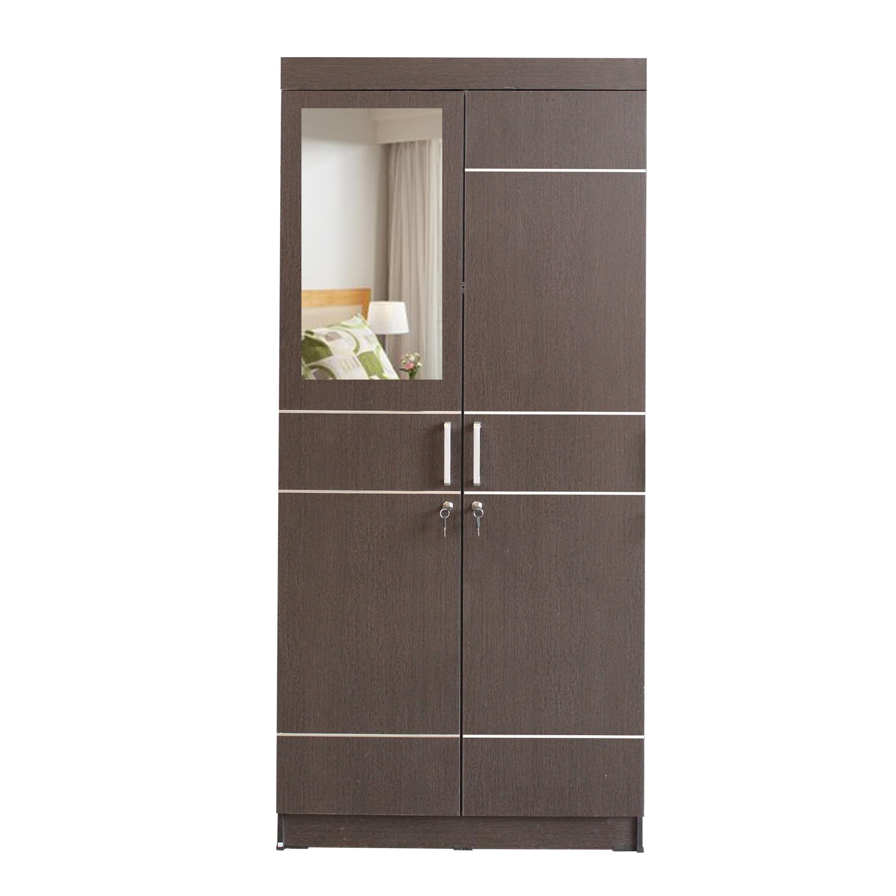 Lunar Lemari Pakaian/ Lemari Baju 2 Pintu Cermin CLS 201 2P Cermin - Espresso - Khusus Jabodetabek