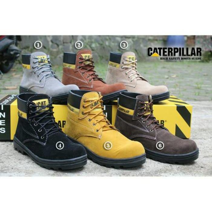 sepatu caterpillar safety boots - Cokelat Muda