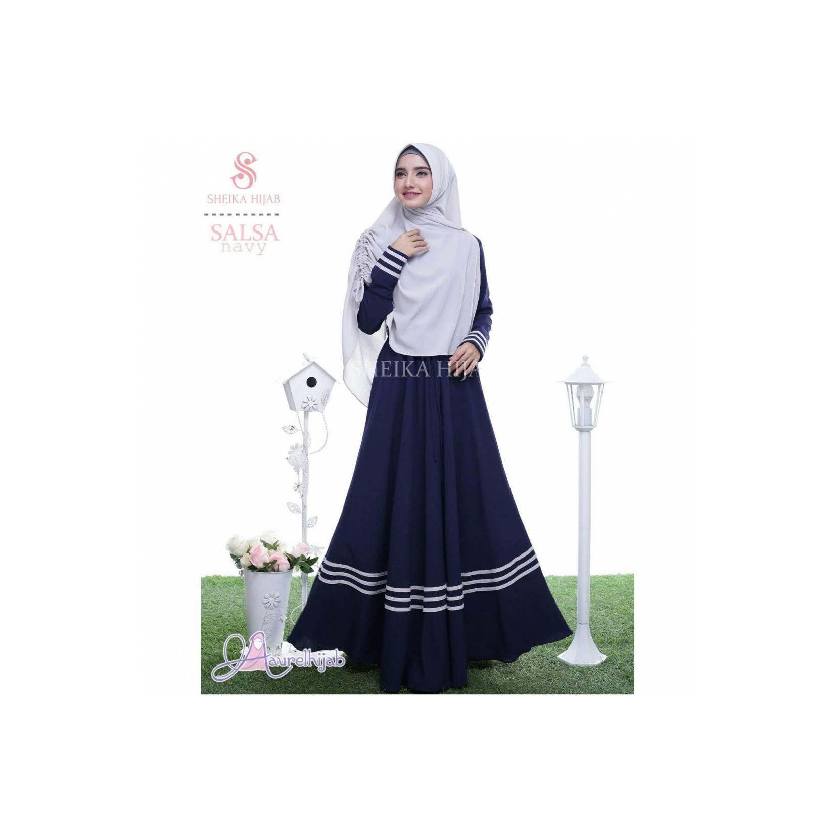 DISKON GAMIS SET MAXI SALSA NAVY SHEIKA HIJAB SYARI