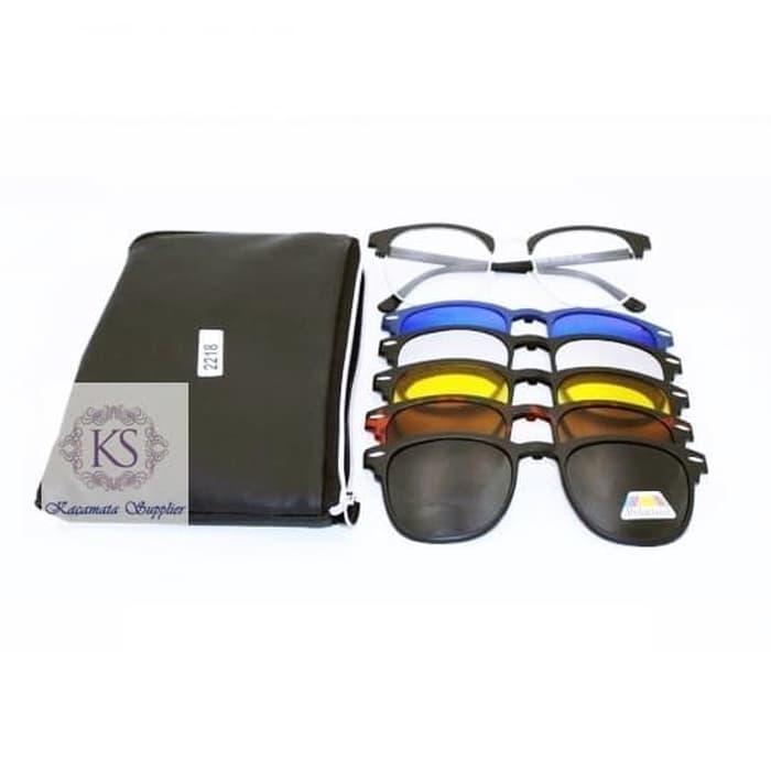 DISKON Kacamata / Sunglass Pria Rb SR-2218 Clip On 5 Lensa Super TERMURAH