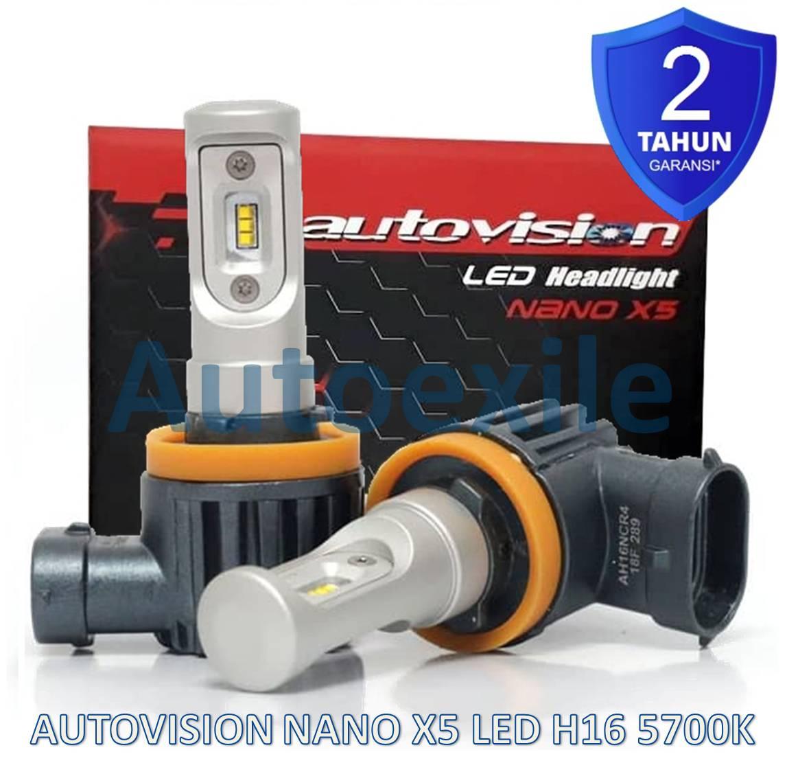 Autovision Nano X5 LED H8 H11 H16 Fanless Canbus DRL 12V 5700K Lampu Mobil Tanpa Kipas Putih Terang Fokus Garansi Agya Ayla Xpander Pajero Sport Fortuner VRZ Avanza Veloz Innova Reborn Camry Ertiga Rush Rav4 Prius Land Cruiser Outlander