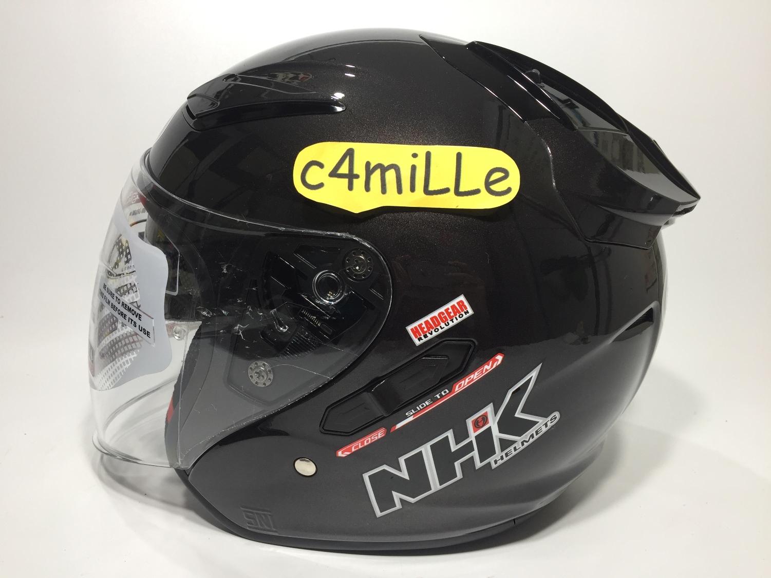HELM NHK R1 SOLID GUN METAL DOUBLE VISOR HALF FACE SIZE M