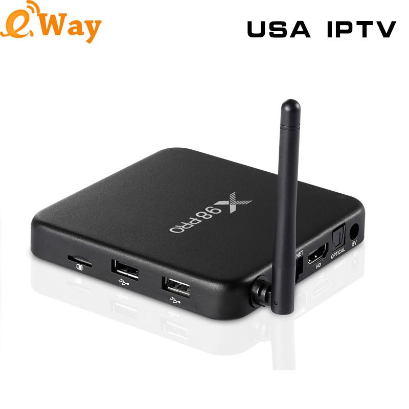 Kualitas Tinggi X98 Pro Kotak IPTV Pintar USA IPTV dengan Salah Satu Langganan Amerika Android IP TV Baik untuk AS dan Kanada