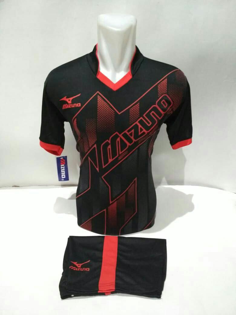 Baju Kaos Jersey Olahraga Setelan Bola Futsal/Volly Mz 21 Hitam Merah