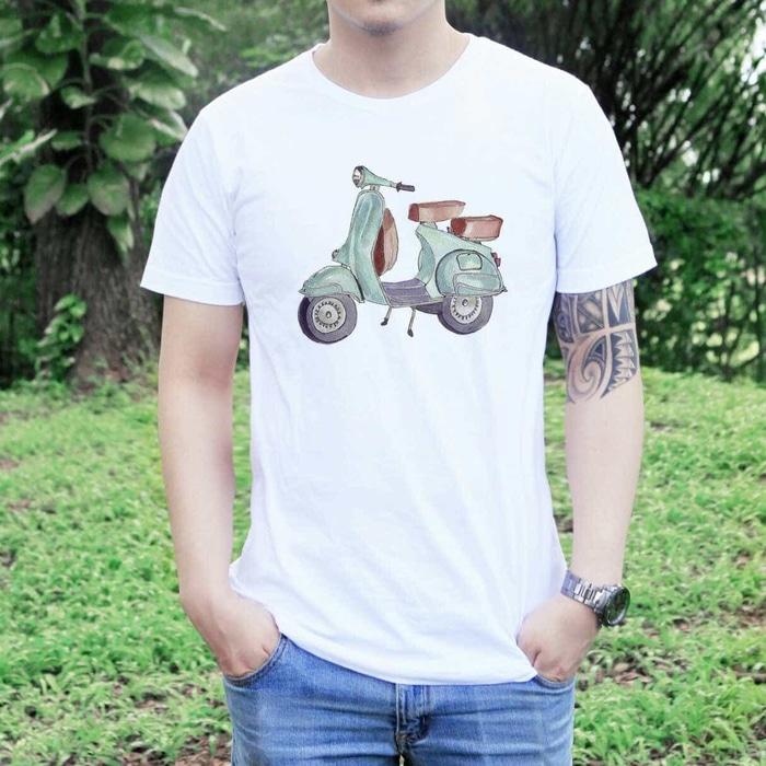 Kaos Pria Vespa Watercolor
