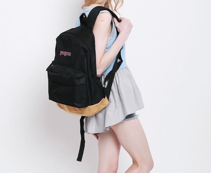PROMO!!! Tas Ransel Jansport Hitam Krem / Ransel Remaja Trendy Murah