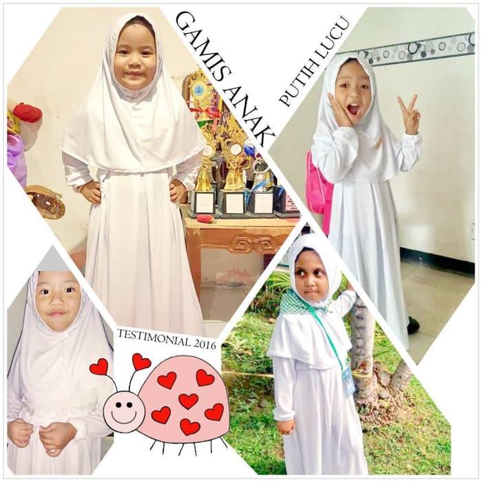 Baju Muslim Gamis Anak Perempuan Warna Putih Lucu Simple
