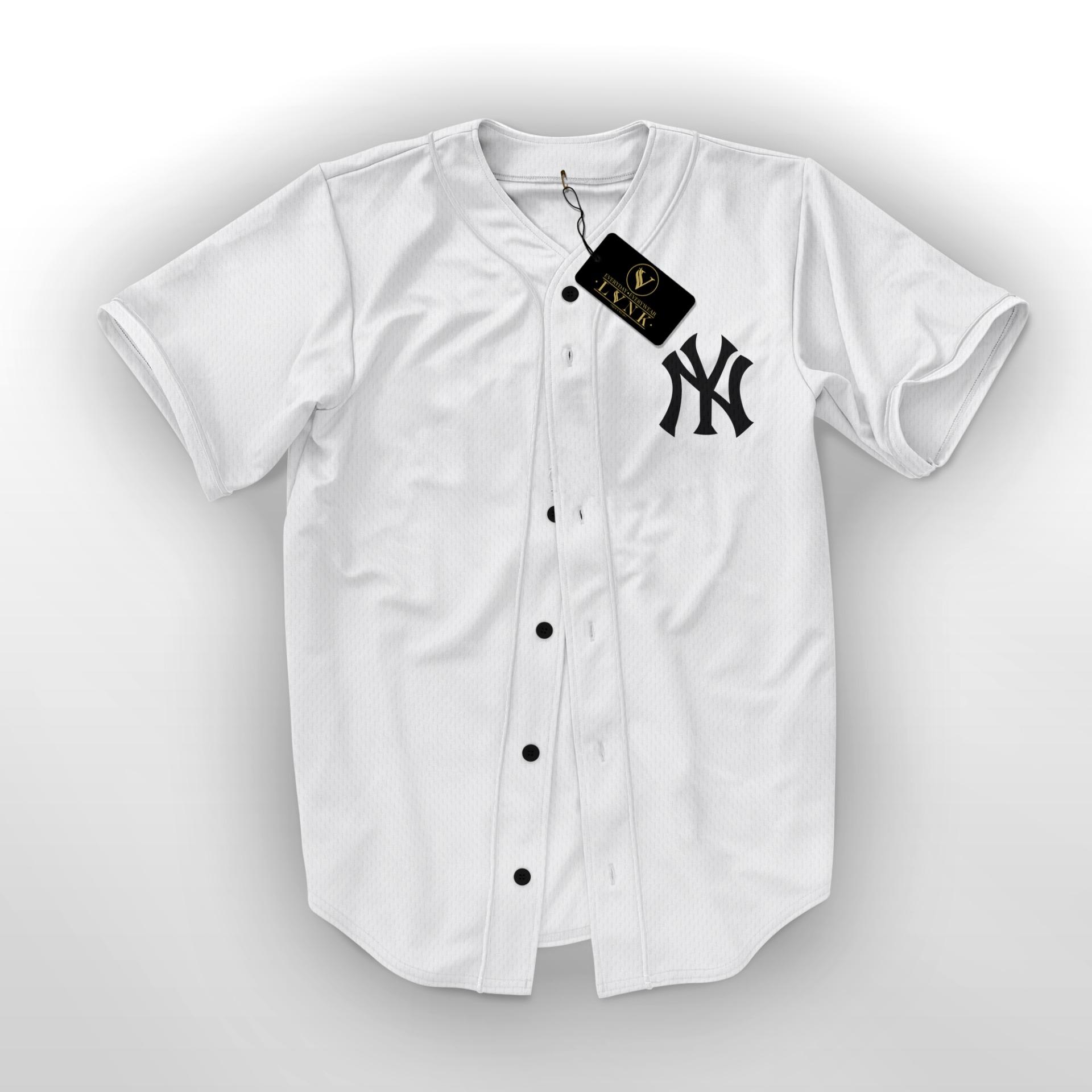 LVNK - Jersey Baseball / Baju Baseball / Baju Hiphop NY Putih