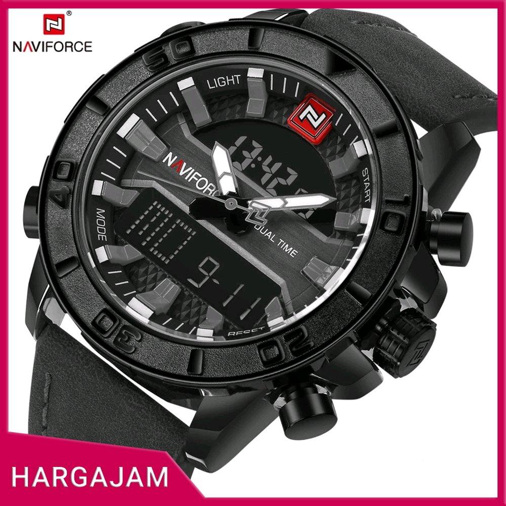 Anti Air - Jam Tangan Pria Original Naviforce Double Time Cowok Ori Anti Air Water Resist Proof Tali Kulit