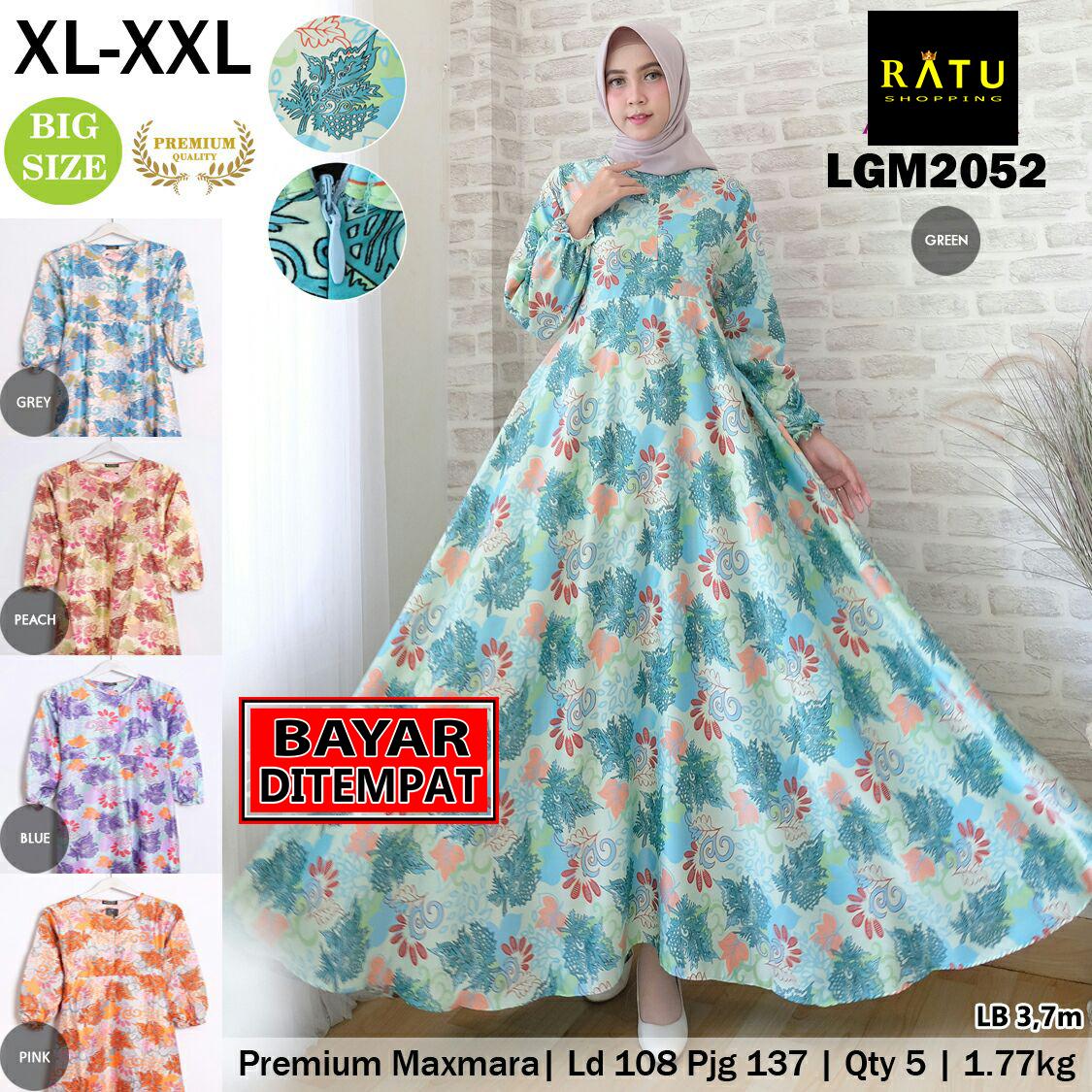 RATU SHOPPING Gamis motif bunga jumbo XL XXL Super besar ramadhan big sixe promo lebaran idul fitri LGM2052