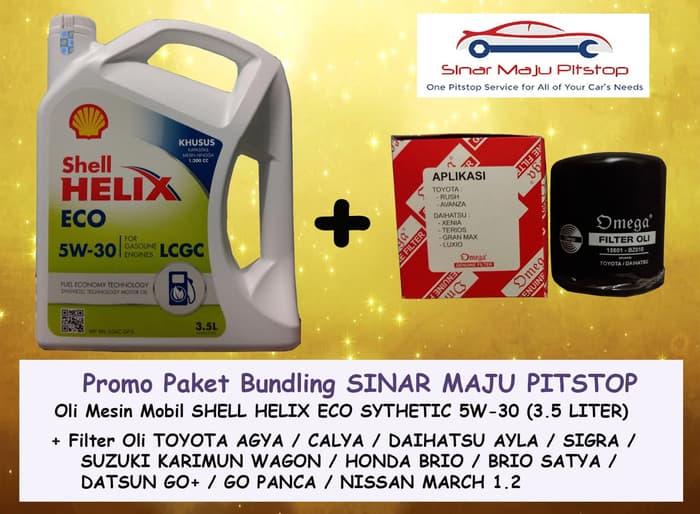 Paket SHELL HELIX ECO 5W-30 & FILTER OLI MOBIL NISSAN MARCH 1.2