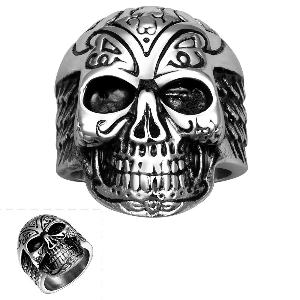 Jual panas misteri pola cincin titanium baja tengkorak R060-8 GMYR060