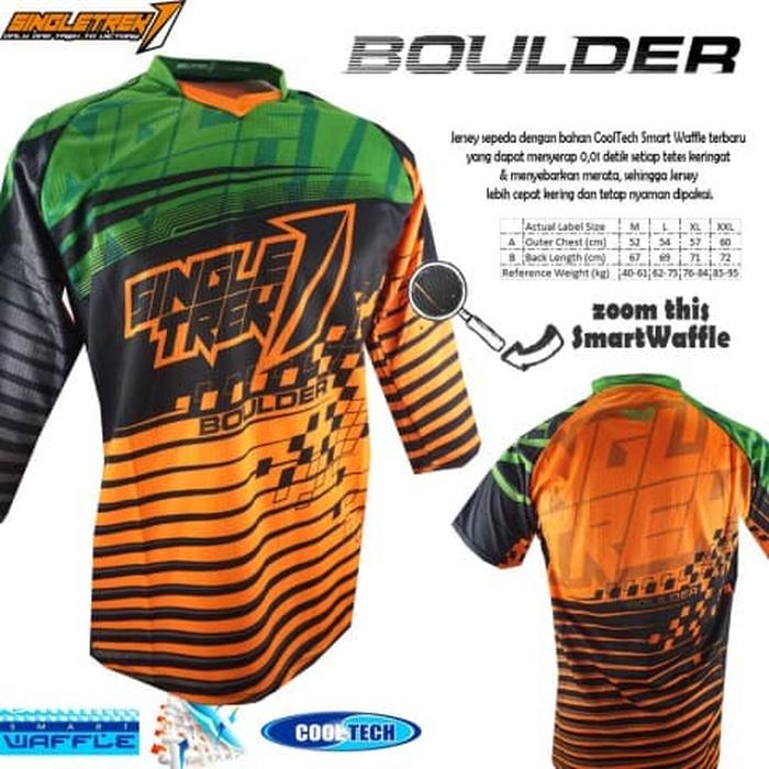 HARGA DISKON!!! Jersey sepeda STR Boulder Green Cooltech Waffle LENGAN 3/4 - iR9kvb