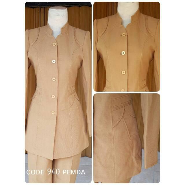 SETELAN BLEZER BAJU SERAGAM PEMERINTAH DAERAH PROVINSI PEMDA KANTOR 940 KHAKI WANITA DINAS MUSLIM
