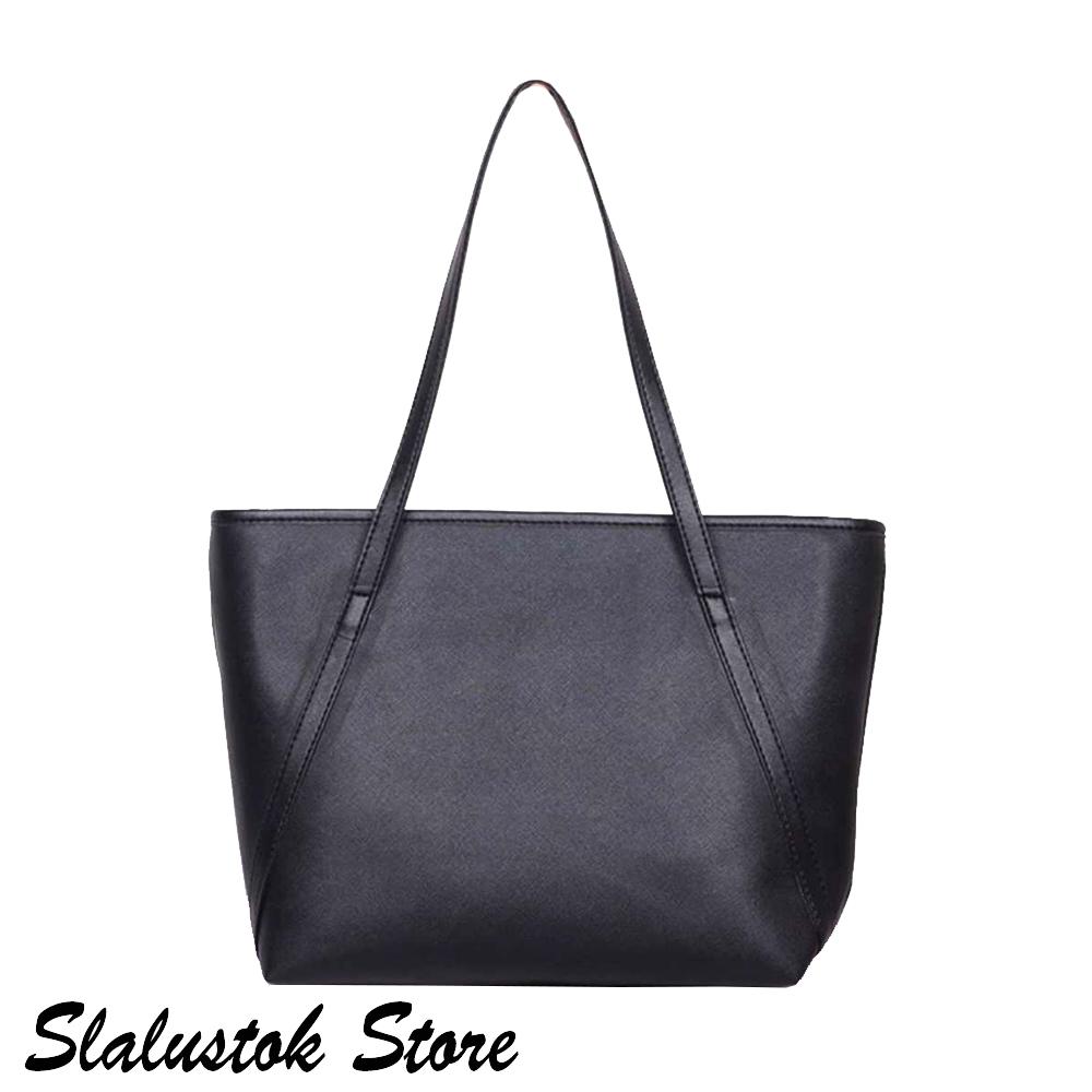 SlaluStok Store - Tas Wanita Fashion Kulit PU Elegant Leather Handbags Shoulder Bags - Hitam ( DKI Jakarta )