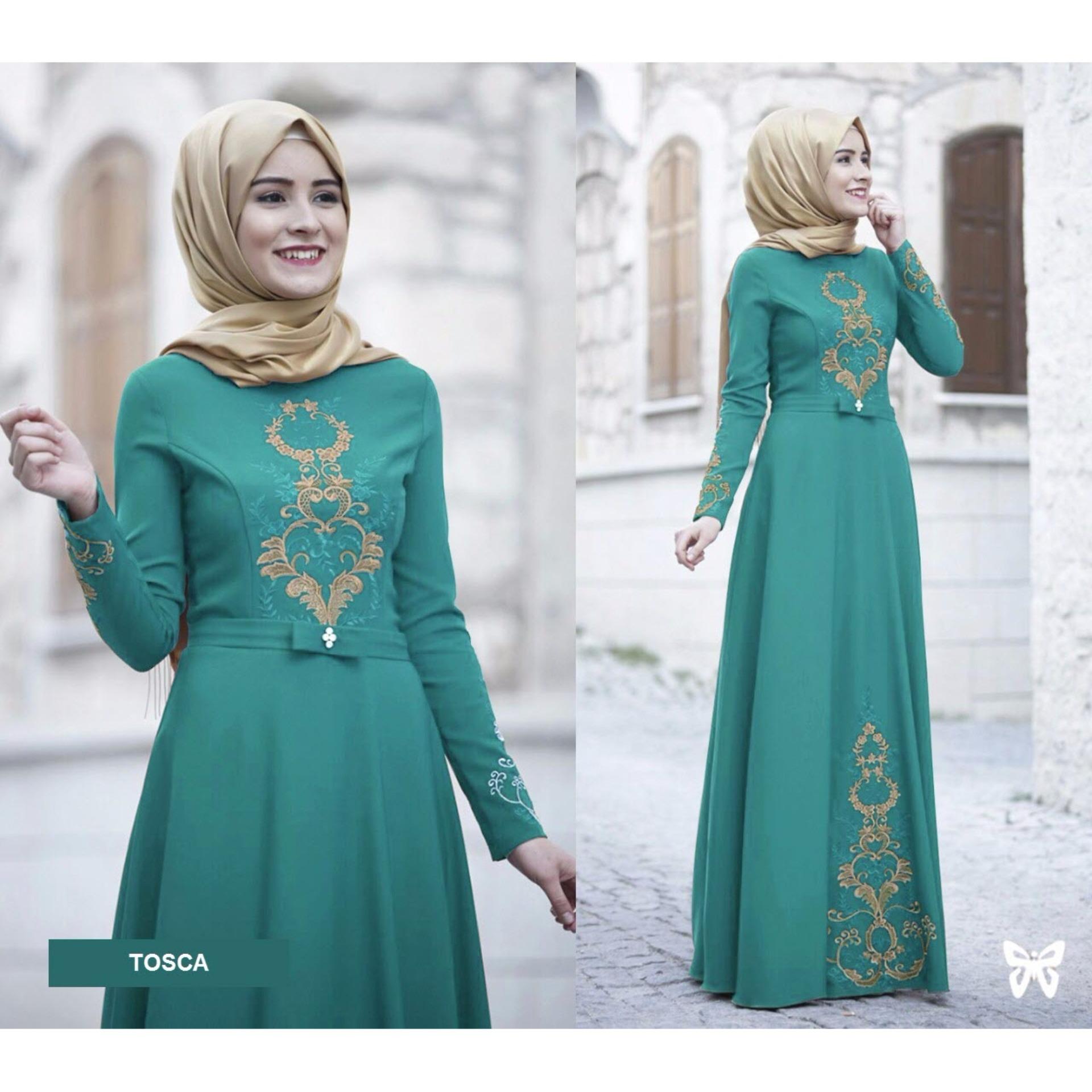 Maxi Dress Lengan Panjang Motif Bordir MSR070 / Gamis Syari / Gaun Pesta Muslimah / Baju Muslim Wanita Syar'i / Hijab / Srravena