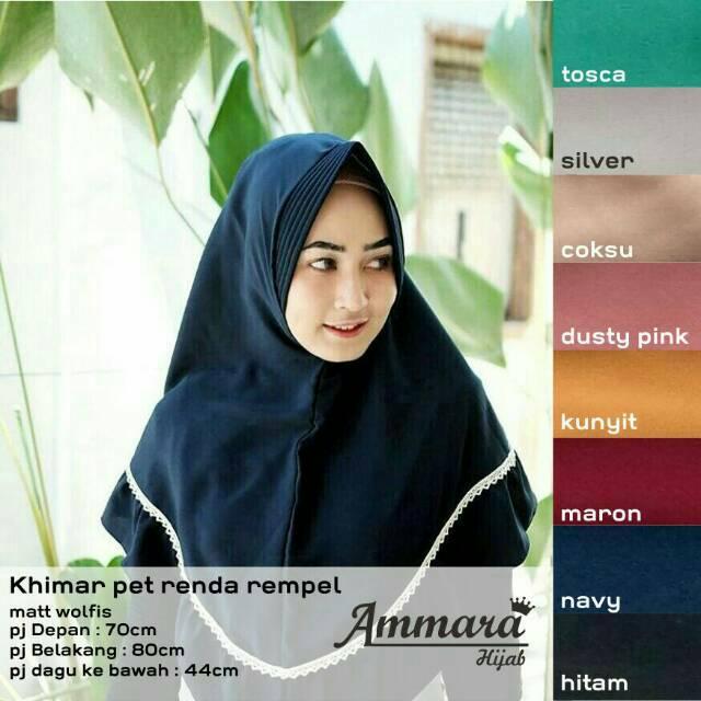 ammara hijab JILBAB KHIMAR RENDA REMPEL PET ANTEM RUFFEL REMPEL INSTAN SYARI BERGO SYAR'I (putih)