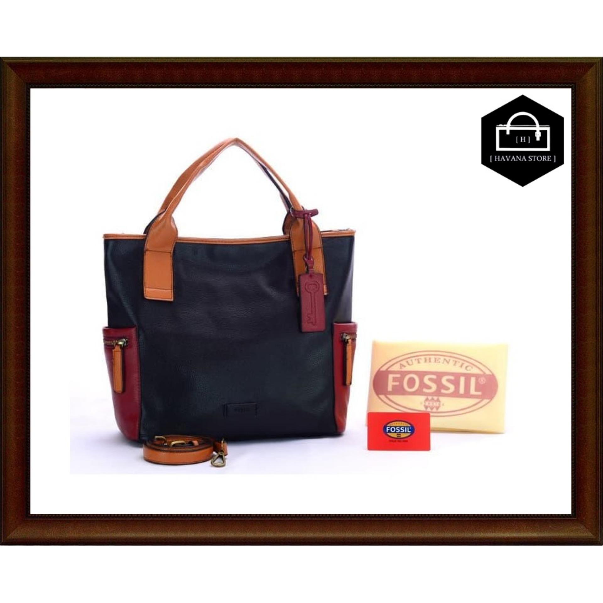 Tas Fossil Emerson Medium Tricolor MERAH - HITAM Semprem AT591 / bag / branded / mirror / premium / asli / original / impor / batam / bag / tas / handle / jinjing / kulit / gucci / hermes / chanel / lv / louis / fossil / dior / zara / bonia