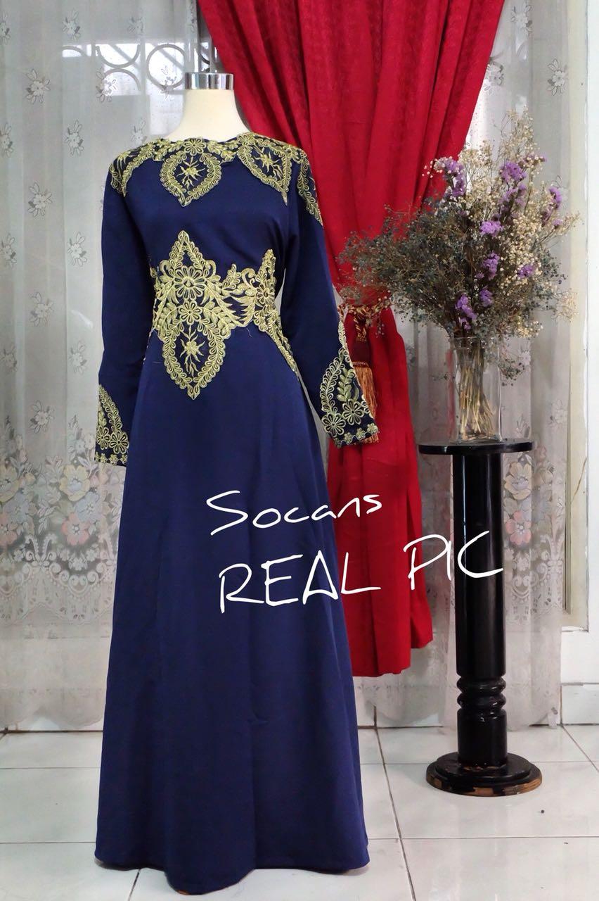 MAXI RISNAYA GAMIS CANTIK Gaun Pesta Kondangan Lebaran Baju Muslim MEWAH Emas