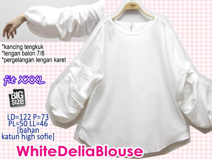 White Delia Blouse Atasan Putih Lebaran Idul Fitri Wanita XXXL JUMBO BIG SIZE MURAH REAL PIC
