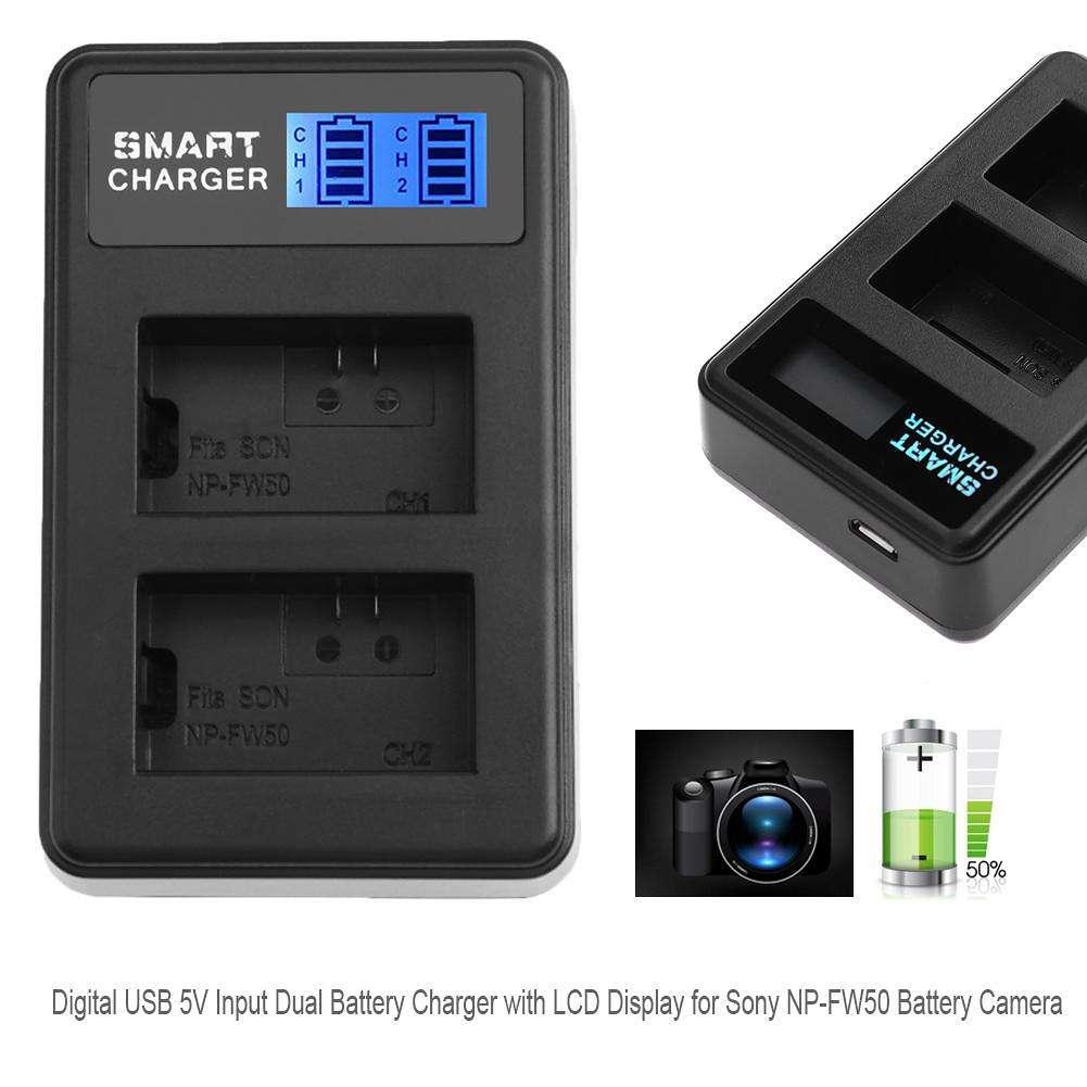 LCD DISPLAY DUAL DIGITAL BATTERY CHARGER FOR SONY NP-FW50