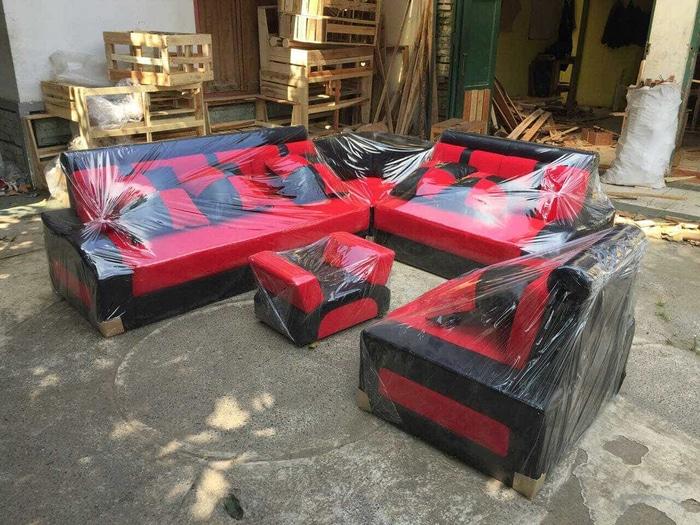 Promo ready sofa minimalis merah hitam kursi ruang tamu murah terbaru Original