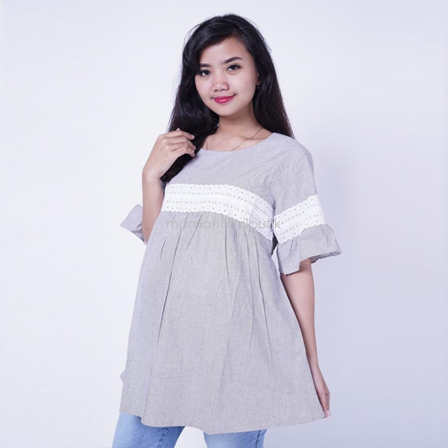 Ning Ayu Baju Hamil Lengan Pendek Renda Klasik Blouse - BLD 410 / Baju Hamil Muslim / Baju hamil Kerja / Baju Hamil dan Menyusui / Baju Hamil Lucu / Baju Hamil Panjang / Baju Hamil Modern / Baju Hamil Wanita / Baju Hamil Kerja Muslim