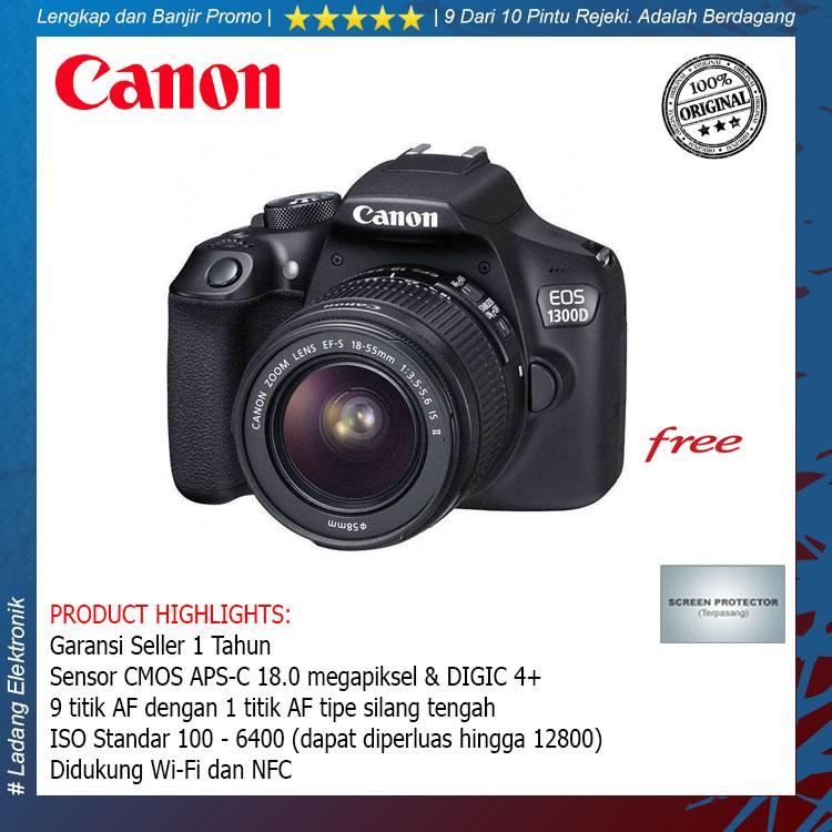 Canon 1300D kit 18-55mm II IS Kamera DSLR (Free Screenguard Terpasang) / Garansi Distributor 1 Tahun