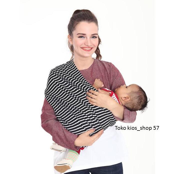 GEOS BianS - Banyak posisi - Gendongan kaos Bayi - Warna Stripe Black - Size S