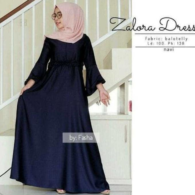 Promo Baju Atasan Muslim Murah / Gamis Murah Zalora Dres Navy | Baju Lebaran Muslim Wanita Anak Pria