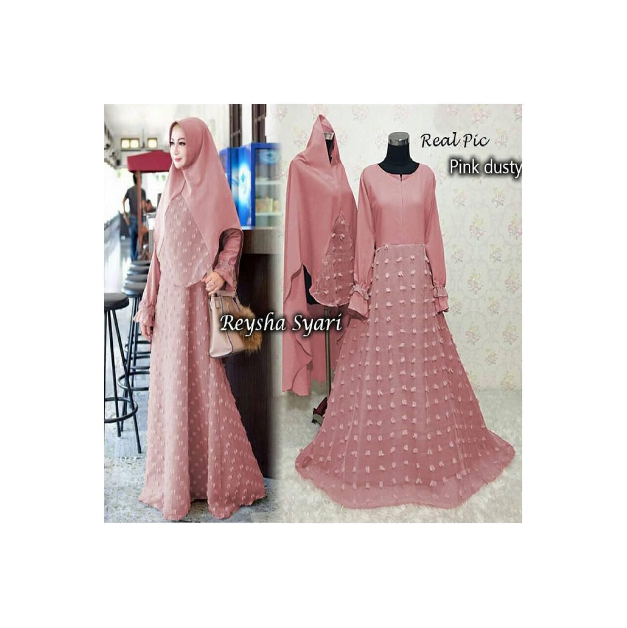 Baju Pengantin Muslimah 120262 GAMIS RUBIAH SYARI REYSHA PINK DUSTY