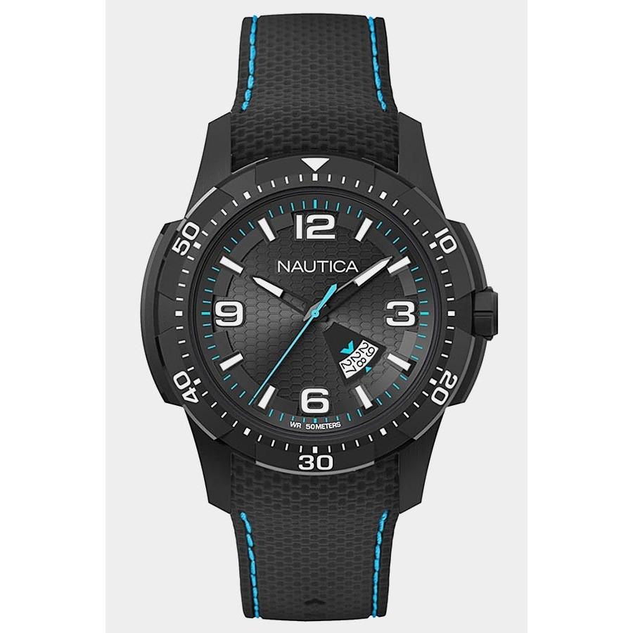 Nautica NAI13511G - Jam Tangan Pria -Tali Karet - Hitam