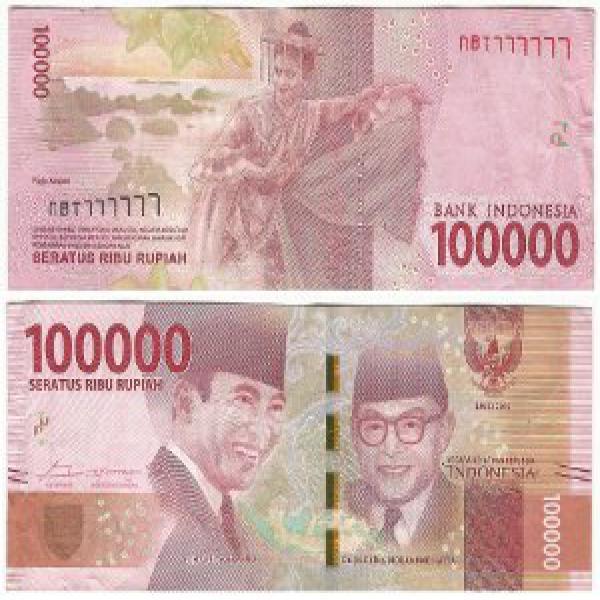 Uang 100000 Rupiah Soekarno Hatta Emisi NKRI 2016 Nomer Cantik Solid 7