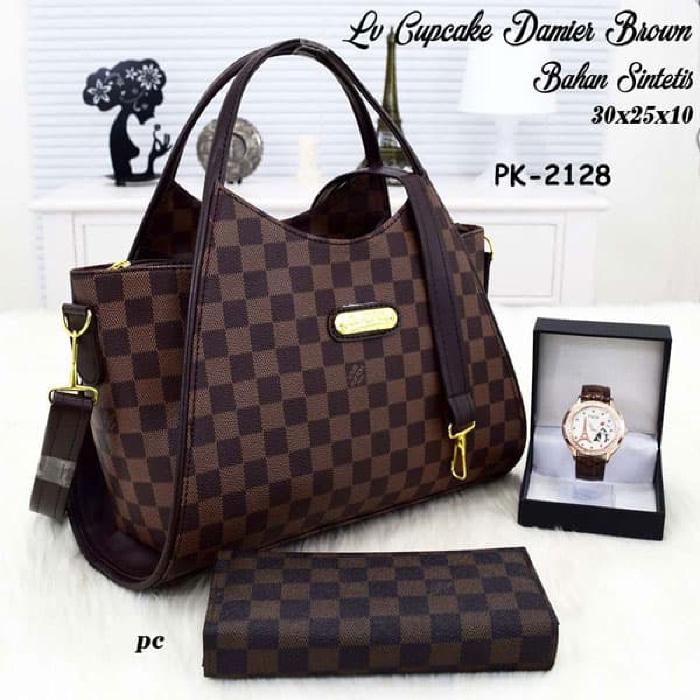 Tas wanita/Tas wanita murah/Handbag/Tas paketan/Tas paketan murah/Tas paketan 3in1/Tas LV Paket + Bonus Asesoires