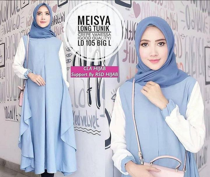 gamis fashion Meisya Long Tunik W wanita baju muslim wanita kekinian baju terbaru
