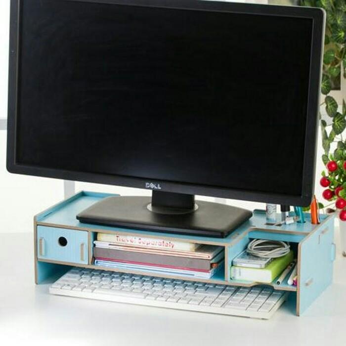 Meja Laptop Kayu Portable Rak Buku Minimalis Desktop Storage Furniture