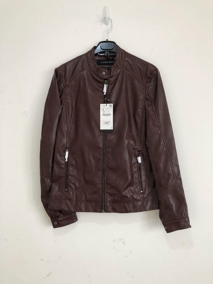 Jaket Kulit Zara Man Leather Effect Authentic Not Levis Nudie Harley