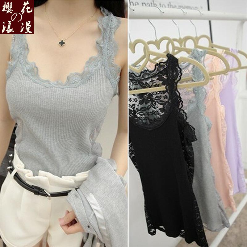 Baju Dalaman Korea Fashion Style Benang Katun dari Tank-top Model Tali Vest (Hitam)