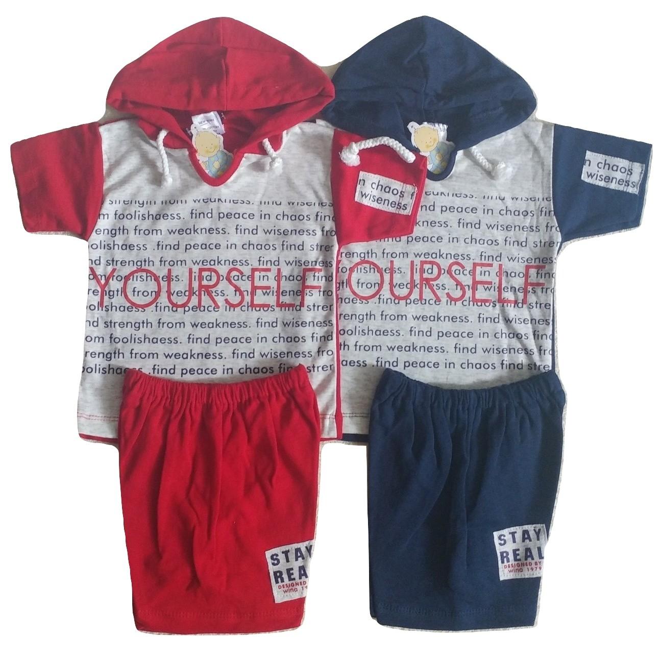 Jelova Angela 1pcs Setelan Baju Baby Bayi Yourself NB SNI - Red/Navy Random