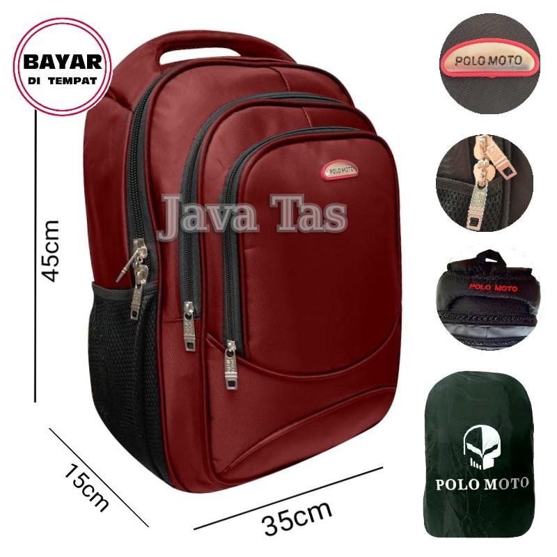 Java Tas Ransel Laptop Polo Moto Tas Ransel Pria Tas Ransel Wanita Tas Laptop Tas Laptop Murah Tas Punggung Tas Kerja Tas Kuliah Tas Ransel Laptop Import Maroon2 + Raincover