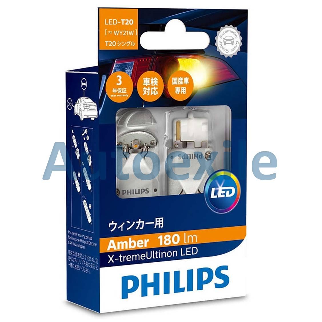 Philips Xtreme Ultinon LED T20 WY21W 12V Amber Lampu Sein Mobil Jingga Terang