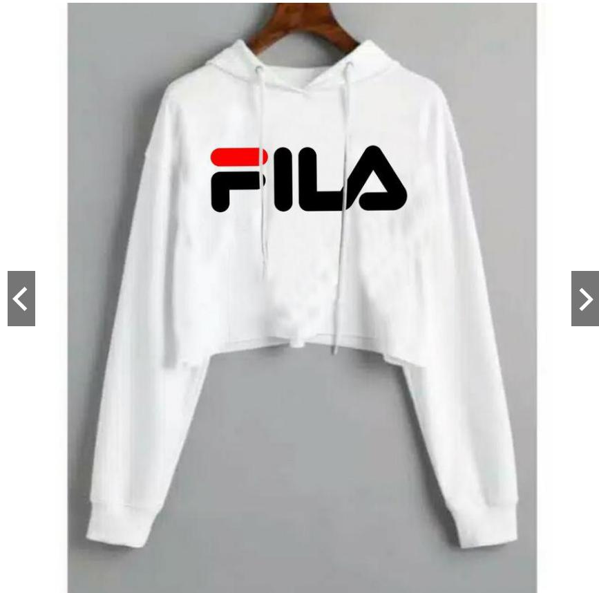 Topstore SWEATER CROP HOODIE FILA LONG SLEEVE