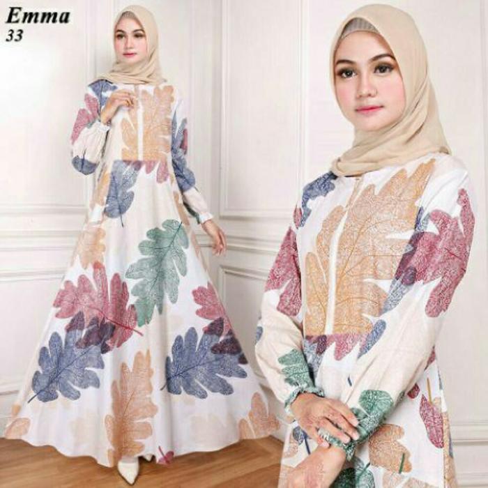 Maxi Emma (33) Putih Baju Muslim Wanita Gamis Model Kekinian Terbaru