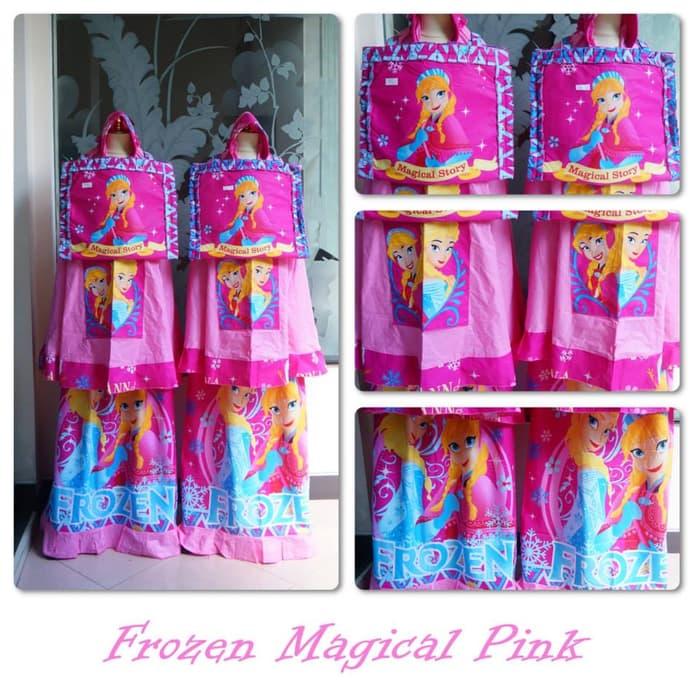 (Busana Muslim Muslimah) Mukena Anak Frozen Magical Pink (Size S)
