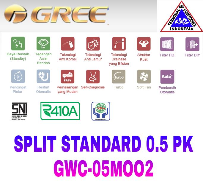 AC SPLIT GREE 0.5 PK ( GWC-05MOO2 ) STANDARD R410A CHINA