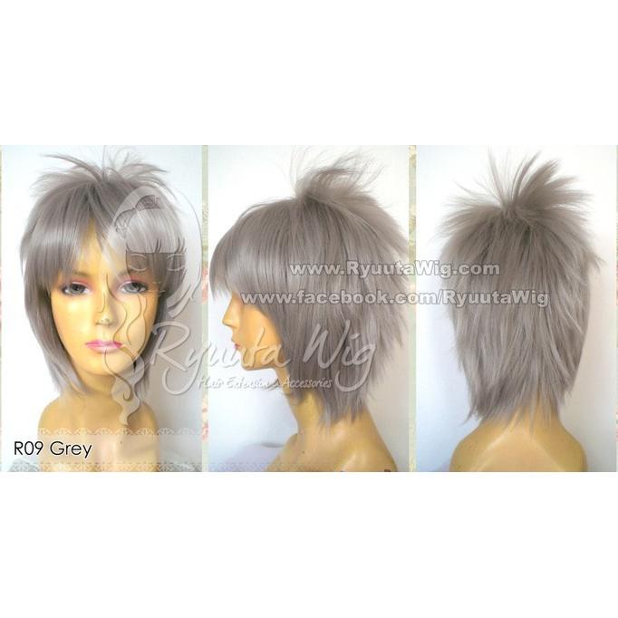 R09 BLACK GREY WHITE BLONDE WIG LAKI COWO PENDEK JABRIK KOREA COSPLAY - COSME18