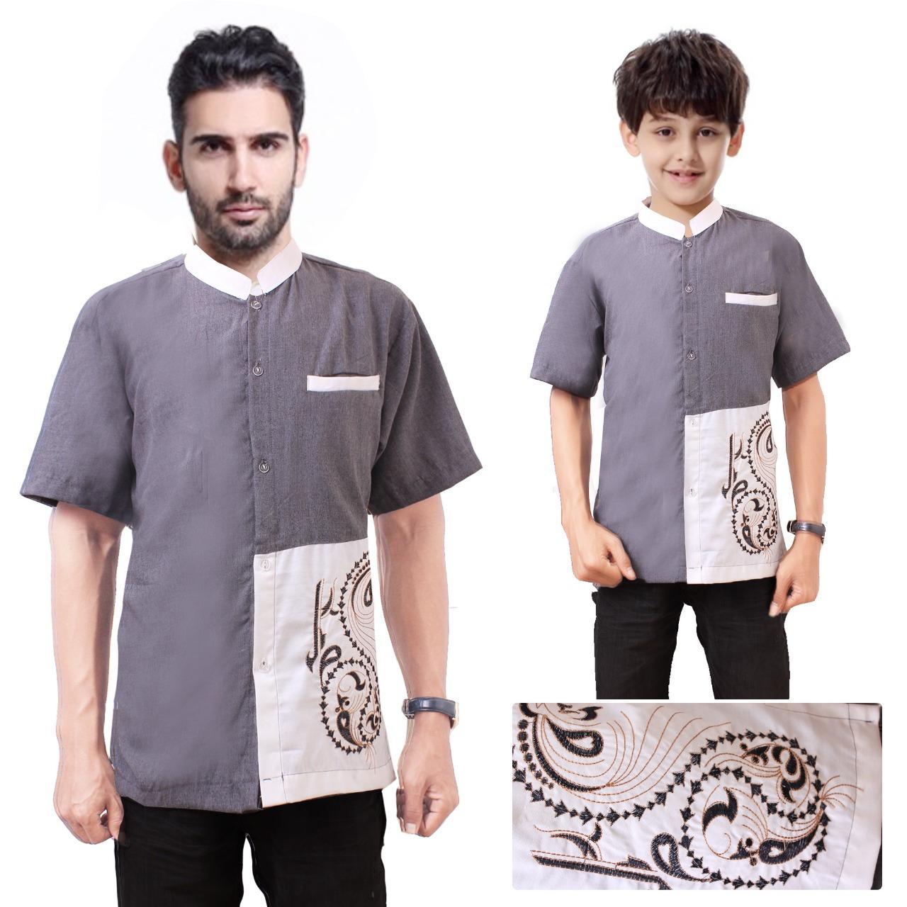 168 Collection Baju Koko Remigius Kemeja Muslim Lengan Pendek ayah dan anak