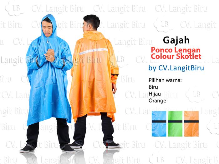 Promo Jas Hujan Poncho Lengan Colour Skotlet Gajah Dewasa Motor Karet batman original