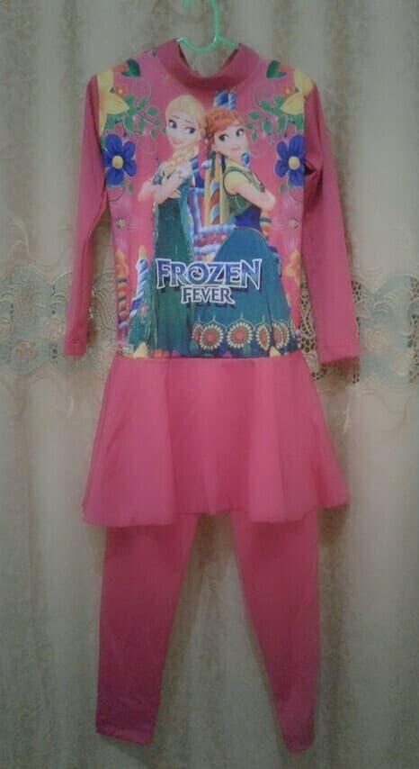 HARGA SPESIAL!!! baju renang muslim anak TK-SD perempuan frozen warna tosca - 4-5 tahun, Fuchsia - TSPtVH