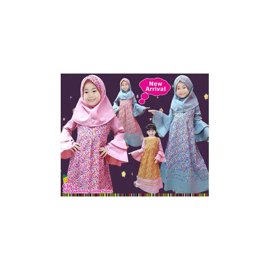 MA311 pakaian baju dress gamis muslim anak perempuan little pineapple